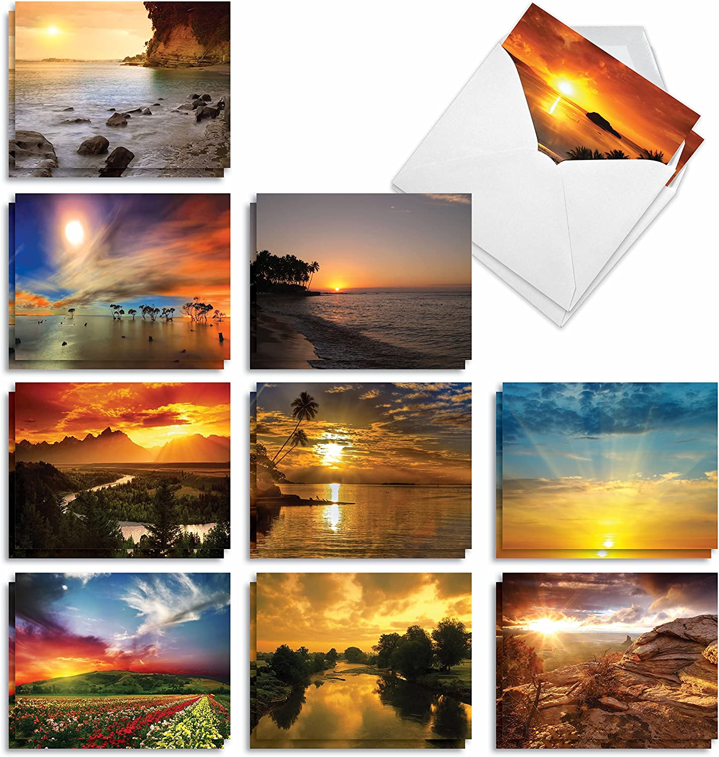 230527225352988_1 The Best Card Company - 20 Landscape Nature Note Cards Blank (4 x 5.12 Inch) (10 Designs, 2 Each) - Moonshine AM7169OCB-B2x10 - Image 1